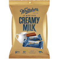 Whittaker's Mini Size Creamy Milk 12 Chocolate Bars 12 x 15G