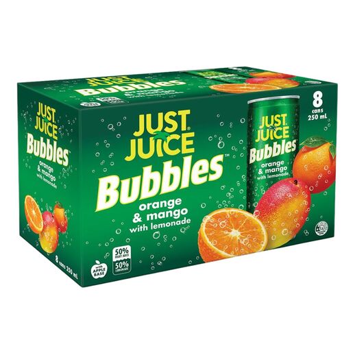 Just Juice Bubbles Orange Mango Can 250 ML