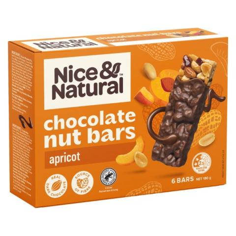 Chocolate Nut Bars Apricot 6-pack 180g