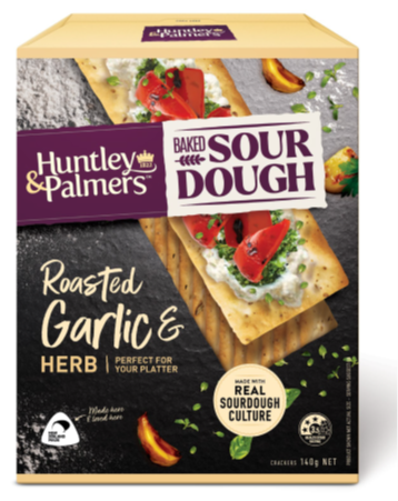 Huntly & Palmers Sour Dough Roasted Garlic Herb 140G