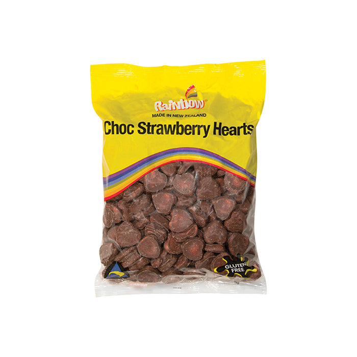 Rainbow Choc Strawberry Hearts 1kg