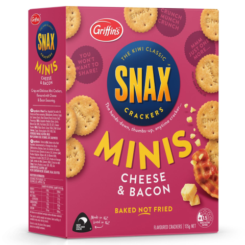 Snax Minis Cheese & Bacon 135G