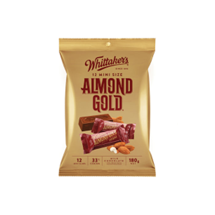 Whittaker's Mini Size Almond Gold 12 Chocolate Bars 12 x 15G